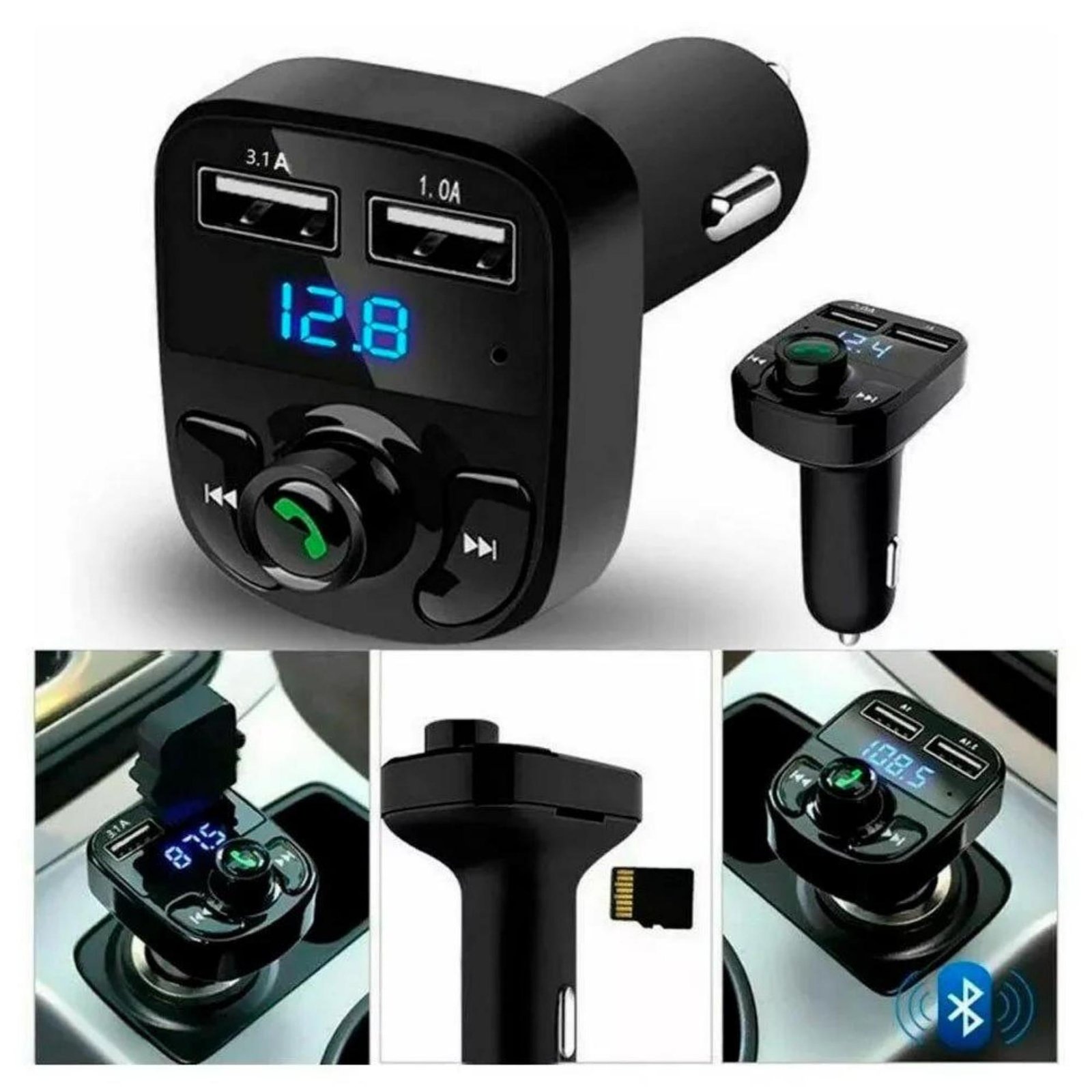 Adaptador Bluetooth Carro Carregador Usb Transmissão Veicular