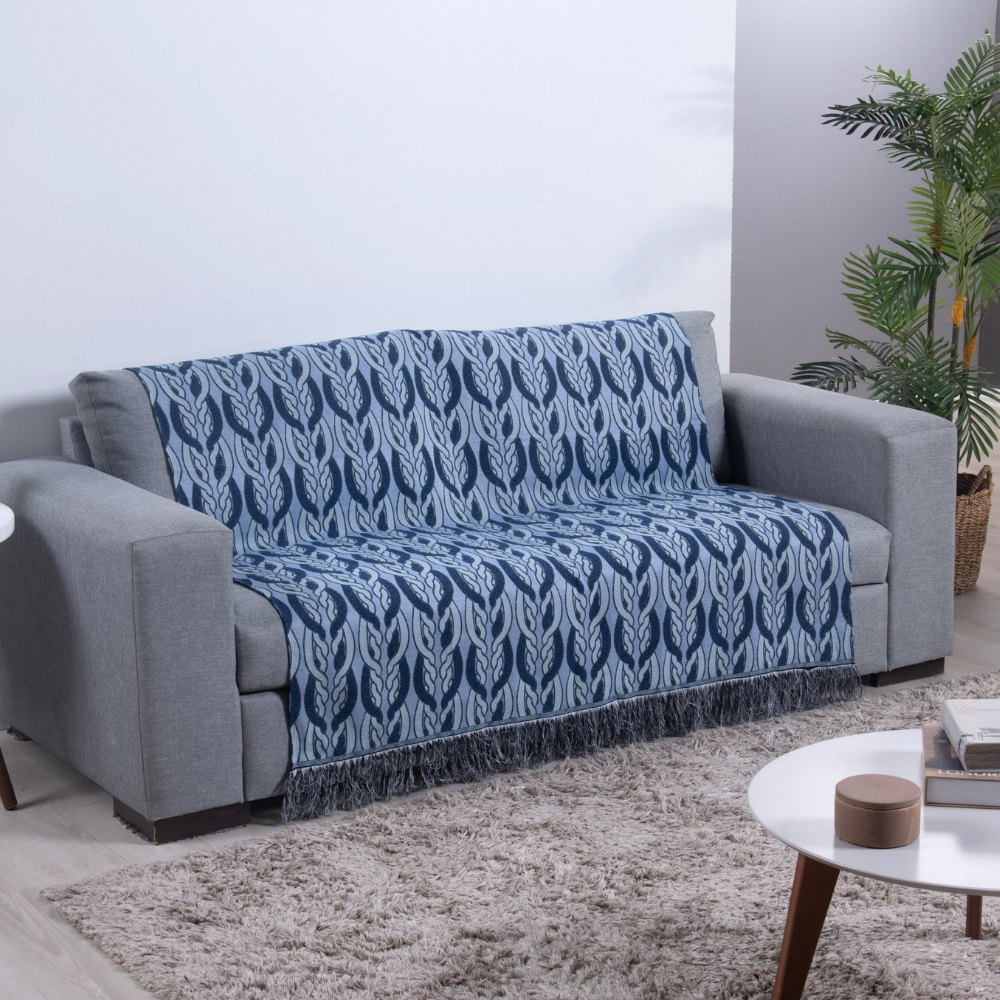 Xale Para Sofá Com Franja Luxor 1 Peça 2,10m x 1,35m 60% Algodão / 40% Poliéster Tecido Jacquard