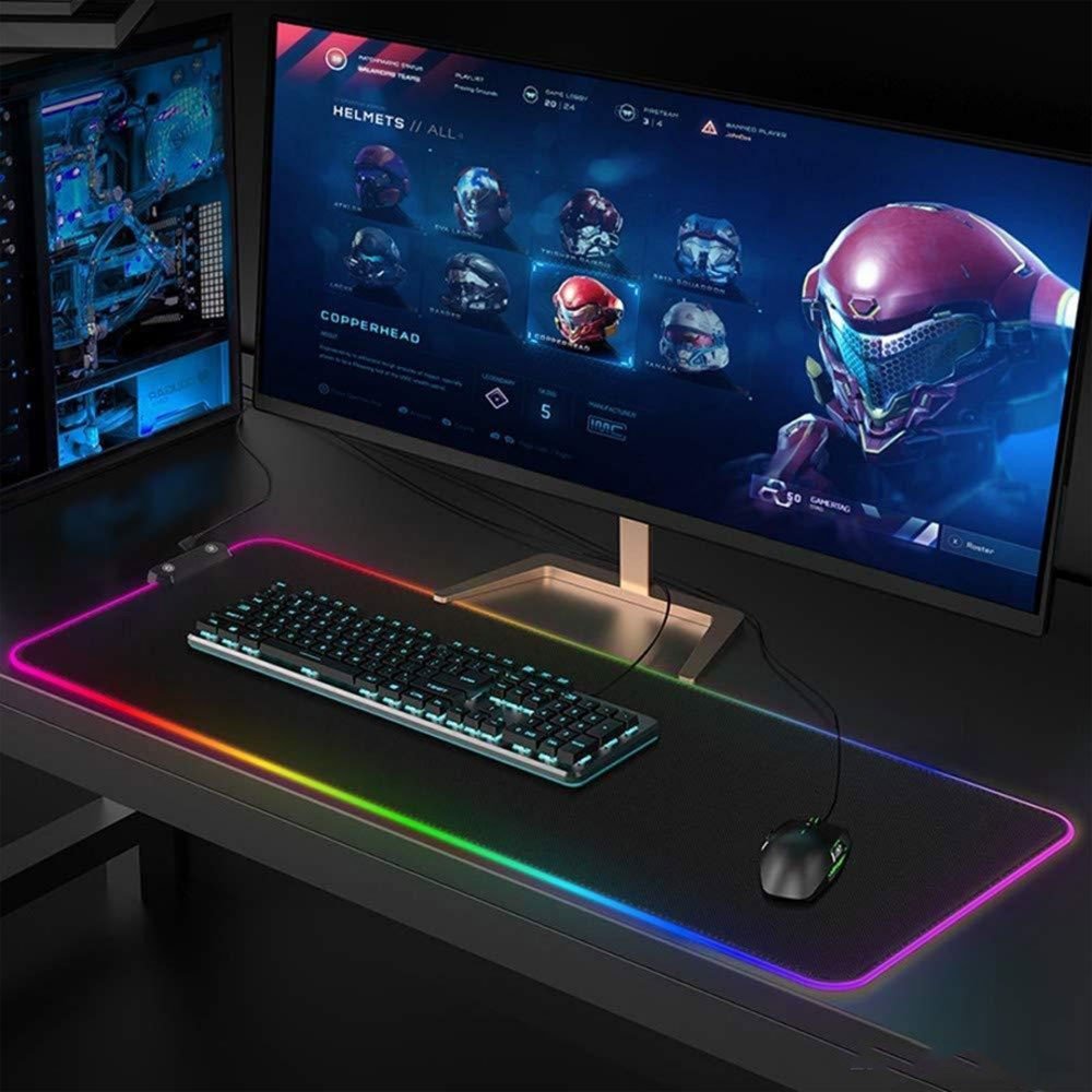 Mouse Pad Gamer Grande Speed Borda Led 7 Cores Impermeável