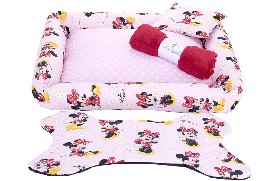 Kit Cama Pet para Cachorro ou Gato Porte Médio Minnie